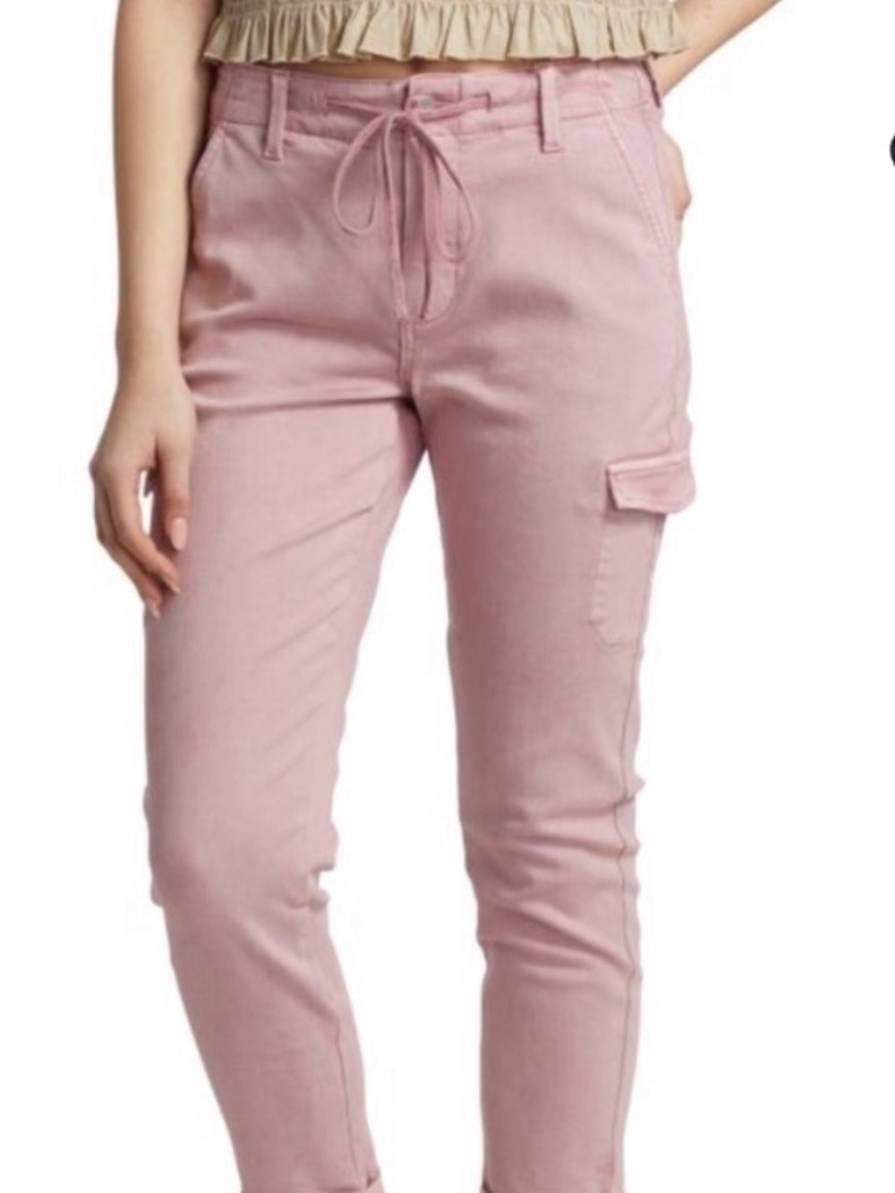 PAIGE Vintage Garden Rose Light Pink Skinny Cargo Ankle Pants